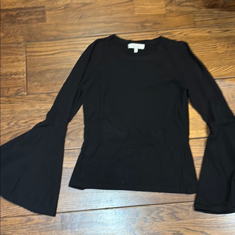 Milly Black Knit Sweater with Bell Sleeves